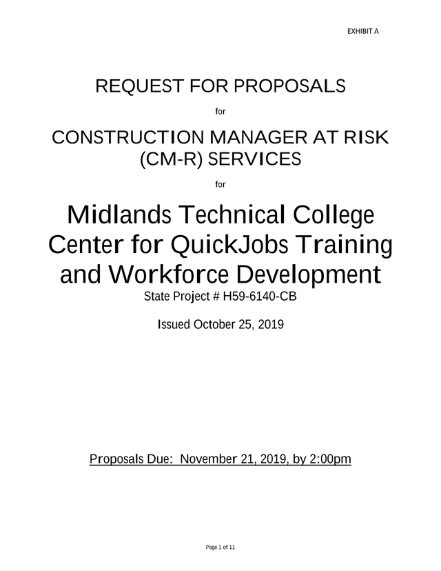 Request For Proposals For Construction Manager At Risk (CM R) Services screenshot