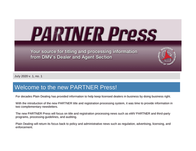 PARTNER Press Newsletter screenshot