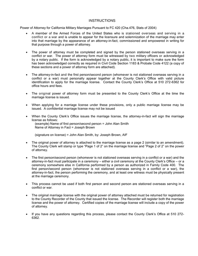 Power Of Attorney For California Military Marriages screenshot