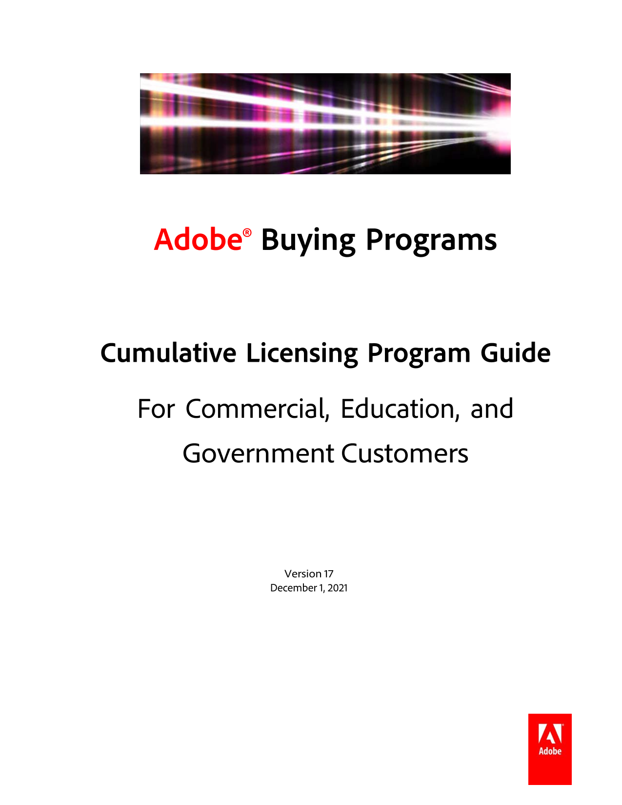 Adobe Buying Programs Cumulative Licensing Program Guide screenshot