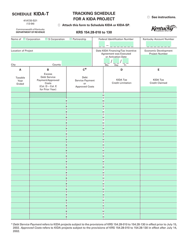 Schedule KIDA T screenshot