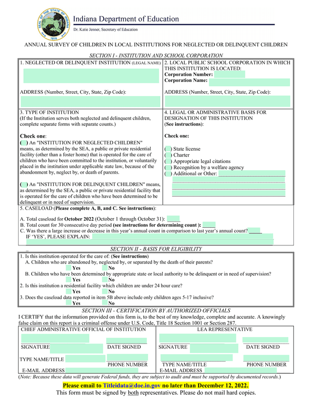 Annual Survey Of Children In Local Institutions For Neglected Or Delinquent Children screenshot