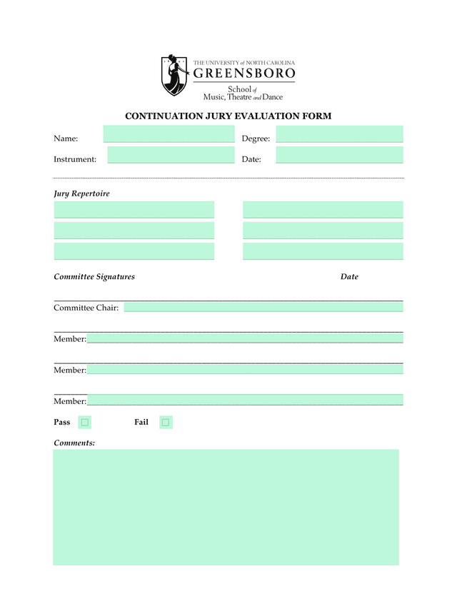 Continuation Jury Evaluation Form screenshot