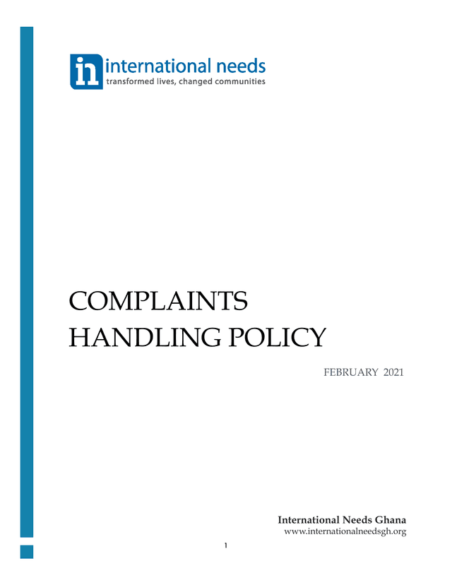 Complaints Handling Policy screenshot