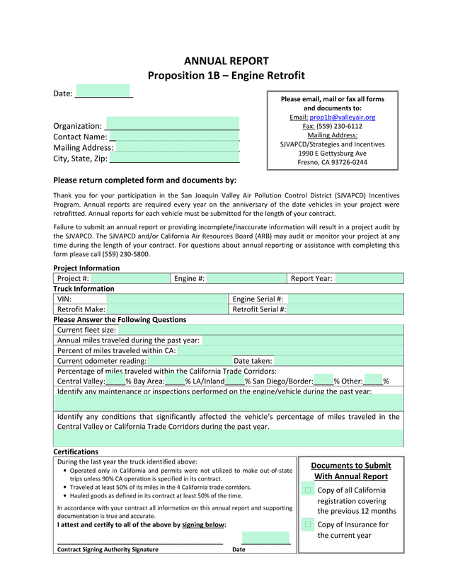 Proposition 1B  Engine Retrofit Annual Report screenshot