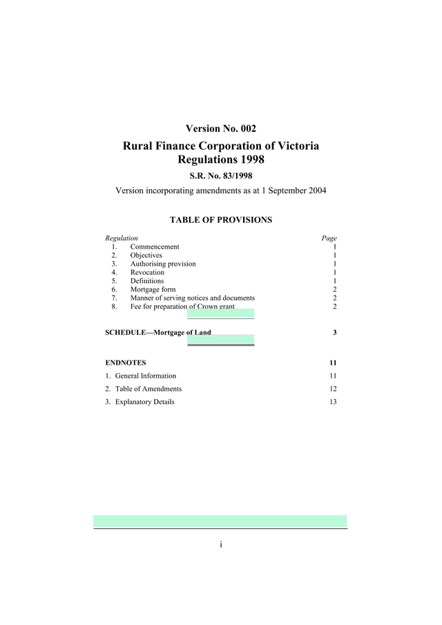 Rural Finance Corporation Of Victoria Regulations 1998 screenshot