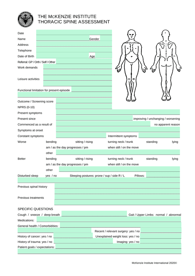 McKenzie Institute International Thoracic Spine Assessment screenshot