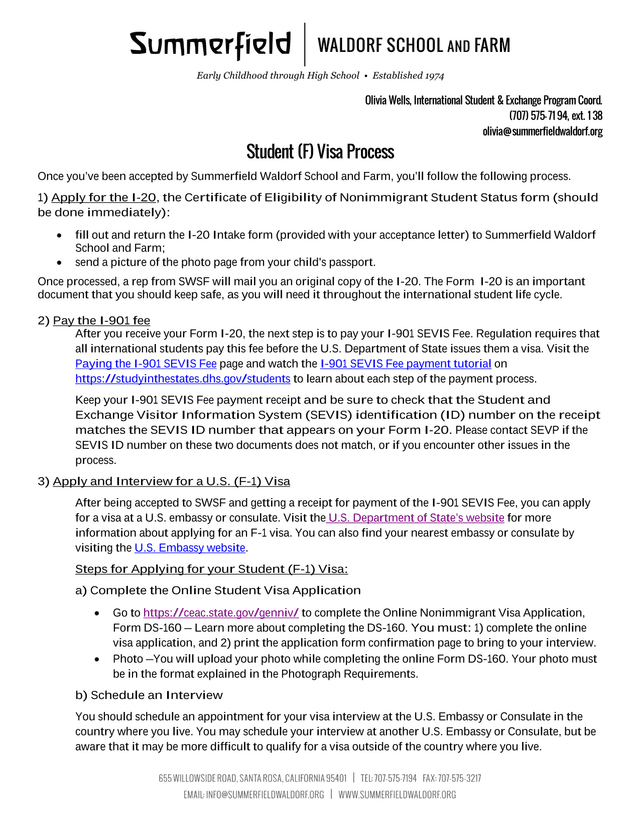 Student (F) Visa Process screenshot