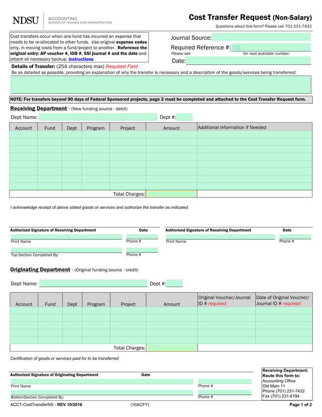 Cost Transfer Request (Non Salary) screenshot