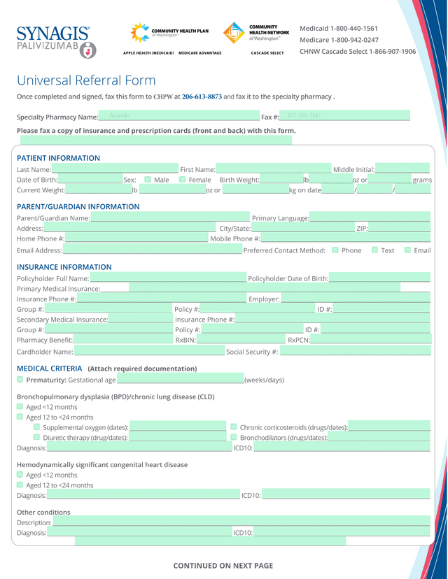 Universal Referral Form screenshot