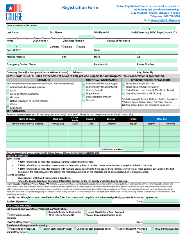 Registration Form screenshot