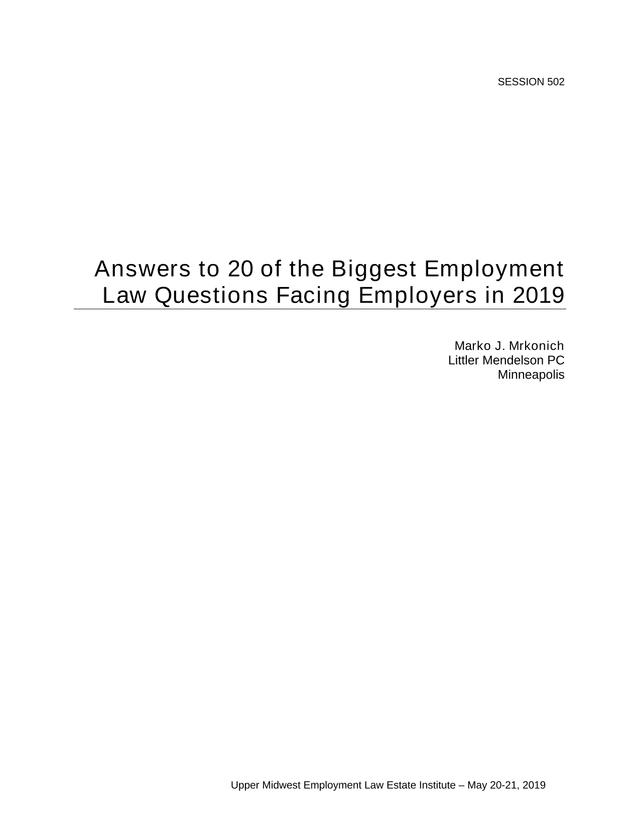 Upper Midwest Employment Law Estate Institute  May 20 21, 2019 screenshot