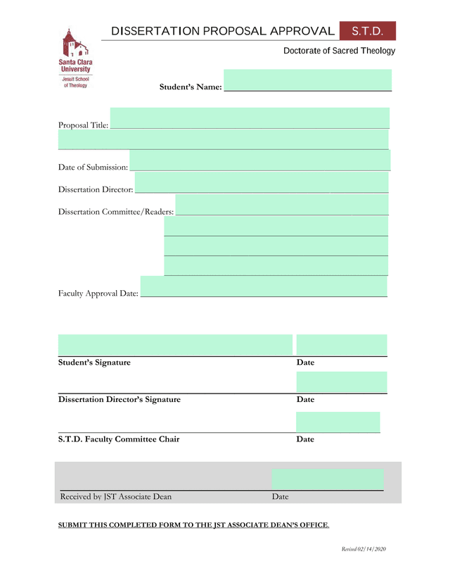 DISSERTATION PROPOSAL APPROVAL screenshot