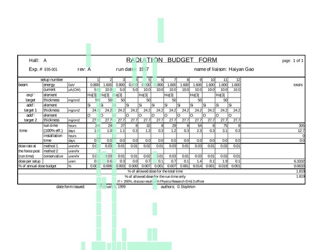 Radiation Budget Form screenshot