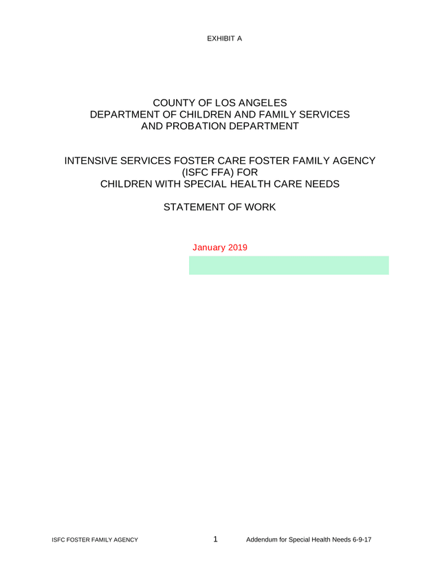 ISFC Foster Family Agency For Children With Special Health Care Needs   Statement Of Work screenshot