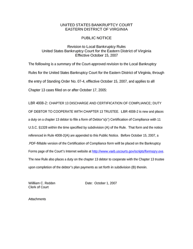 Revision To Local Bankruptcy Rules screenshot