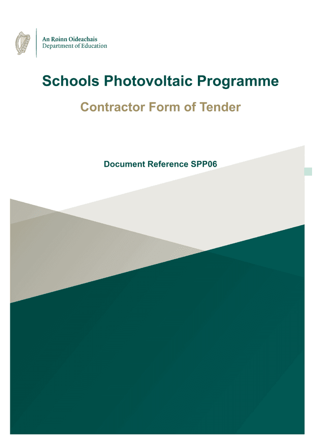 Schools Photovoltaic Programme Contractor Form Of Tender screenshot