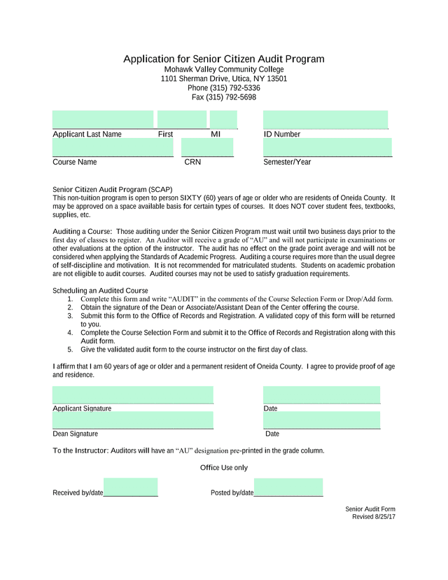 Application For Senior Citizen Audit Program screenshot