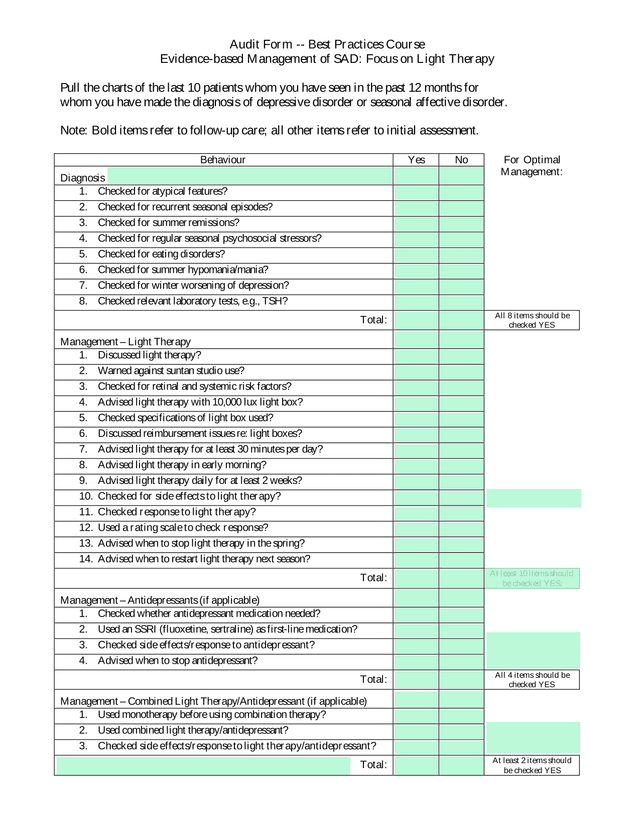 Audit Form    Best Practices Course screenshot
