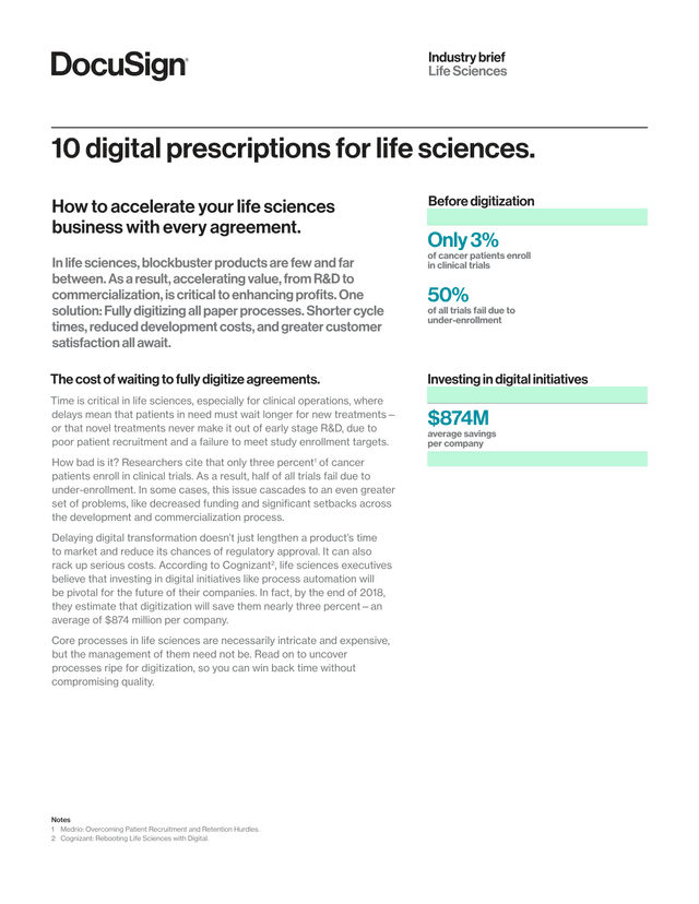 Industry Brief Life Sciences screenshot