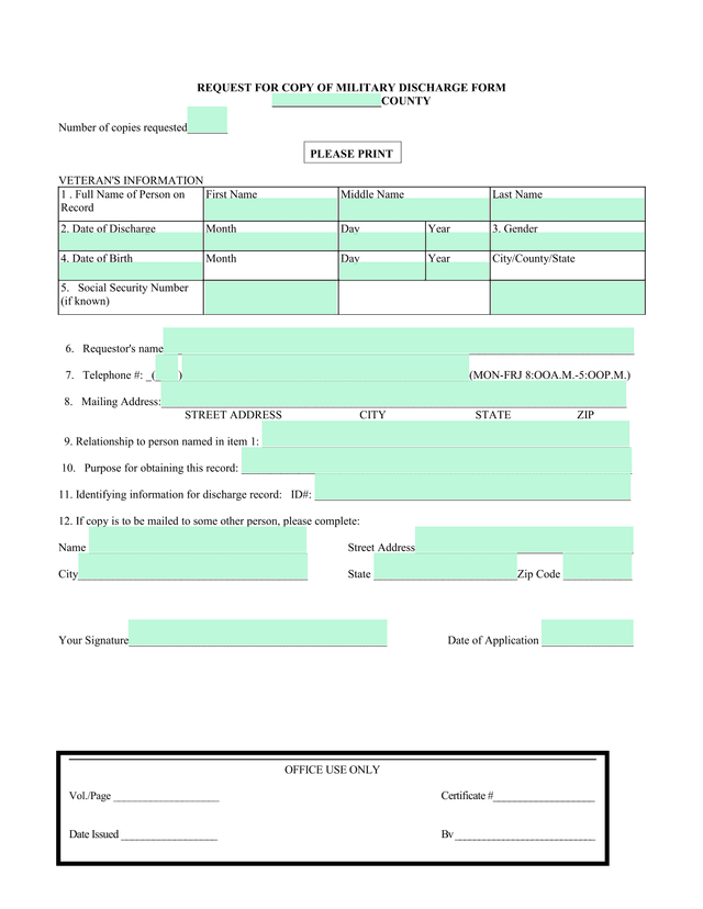 Request For Copy Of Military Discharge Form screenshot