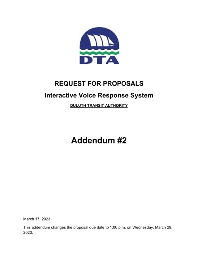 REQUEST FOR PROPOSALS   Interactive Voice Response System screenshot