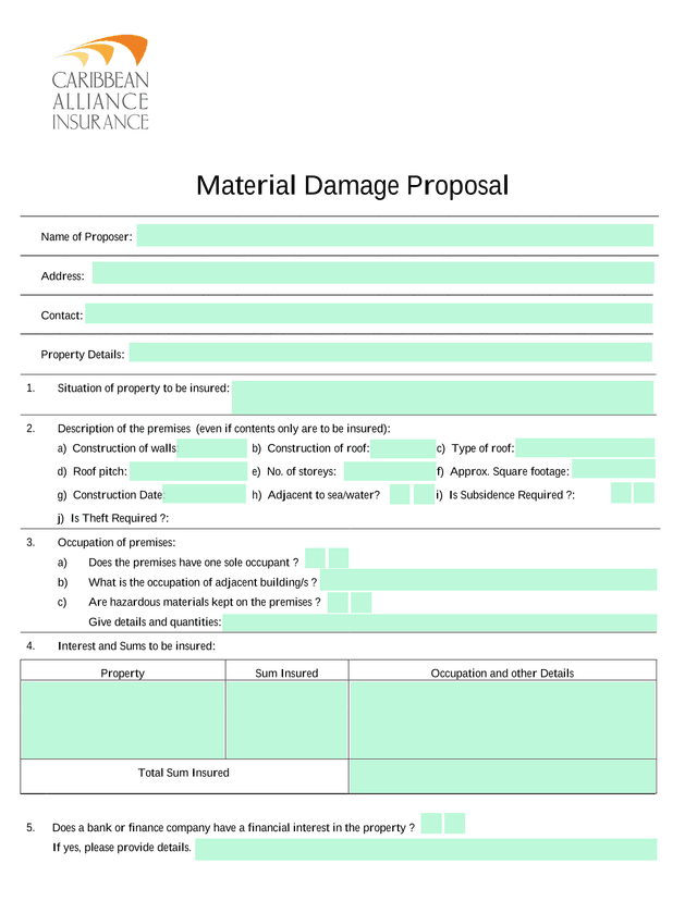Material Damage Proposal screenshot
