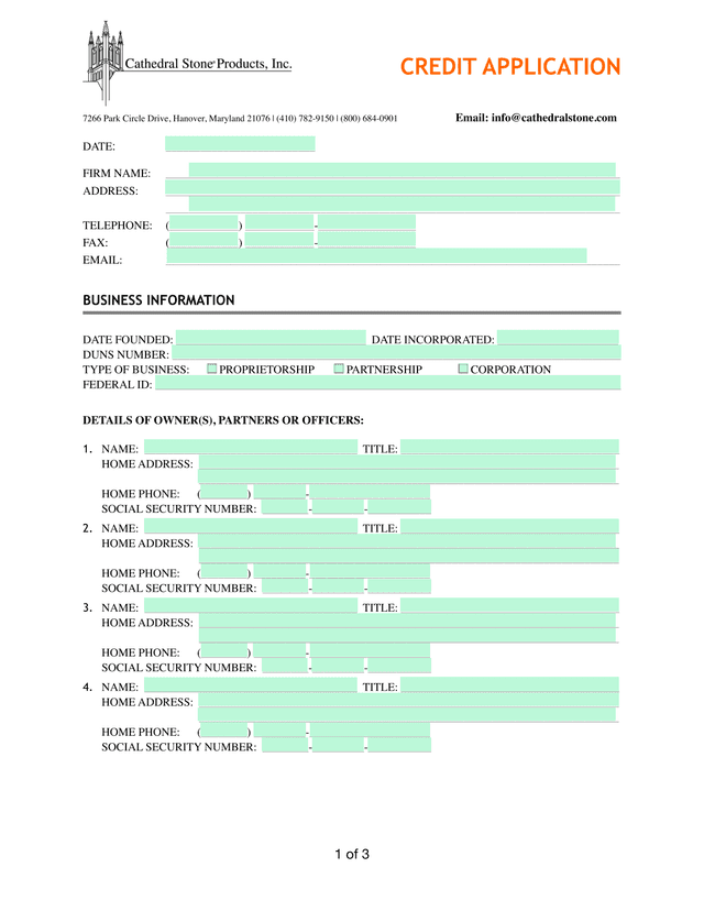 Credit Application screenshot