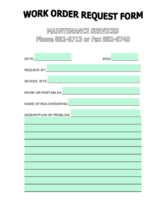 Work Order Request Form screenshot