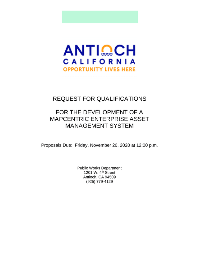 Request For Qualifications For The Development Of A Mapcentric Enterprise Asset Management System screenshot