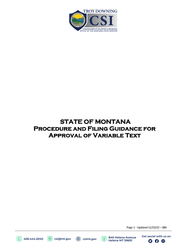Procedure And Filing Guidance For Approval Of Variable Text screenshot
