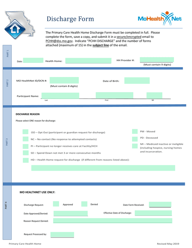 Discharge Form screenshot