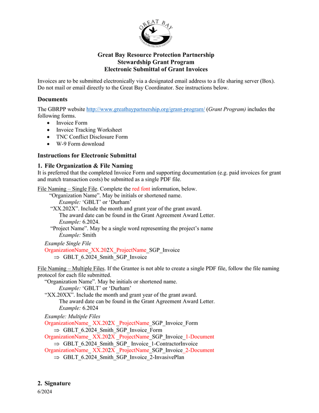 Great Bay Resource Protection Partnership Stewardship Grant Program Electronic Submittal Of Grant In screenshot