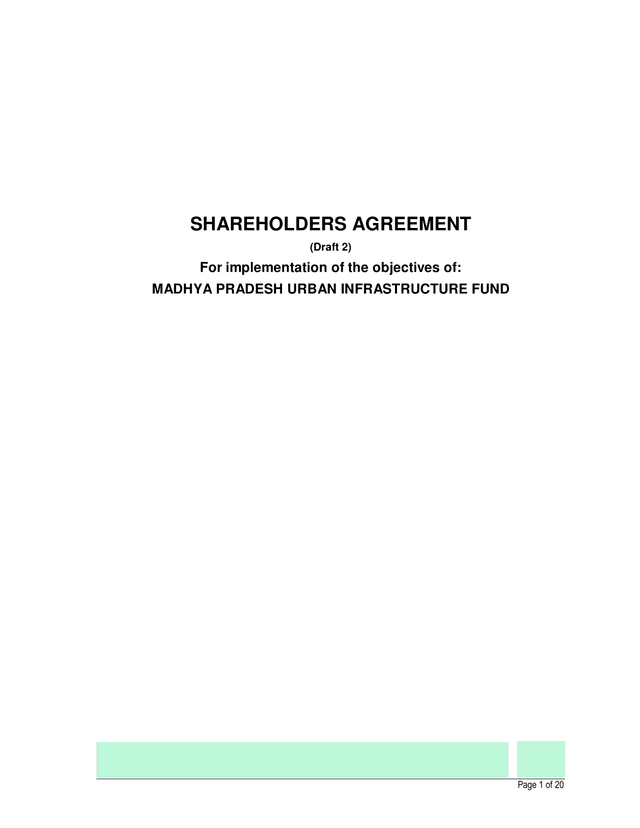 Shareholders Agreement For Madhya Pradesh Urban Infrastructure Fund screenshot