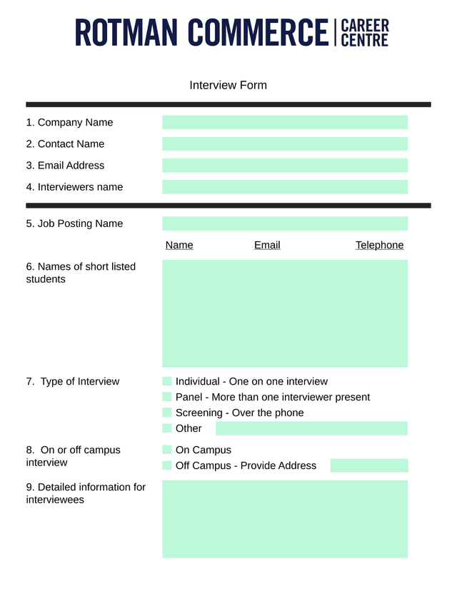 Interview Form screenshot