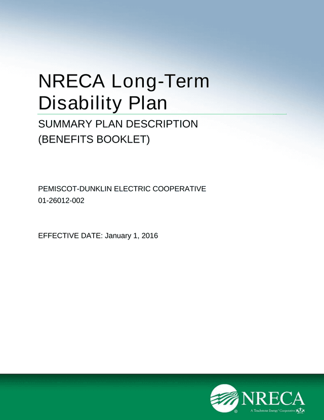 NRECA Long Term Disability Plan Summary Plan Description screenshot