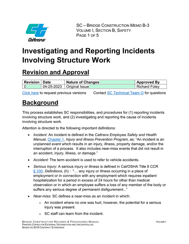 Bridge Construction Records  Procedures Manual screenshot