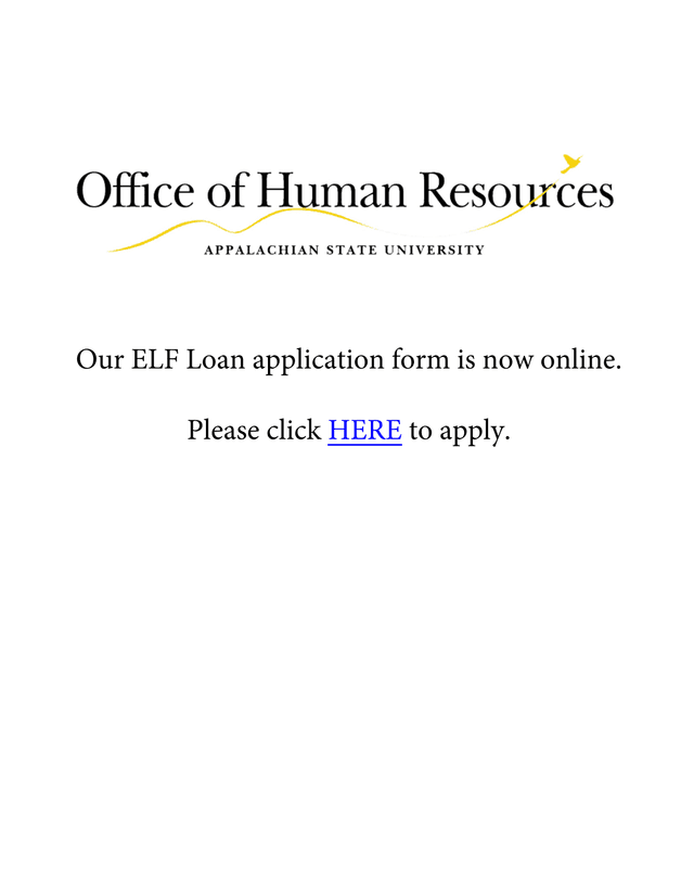 Emergency Loan Fund (ELF) Request Form screenshot