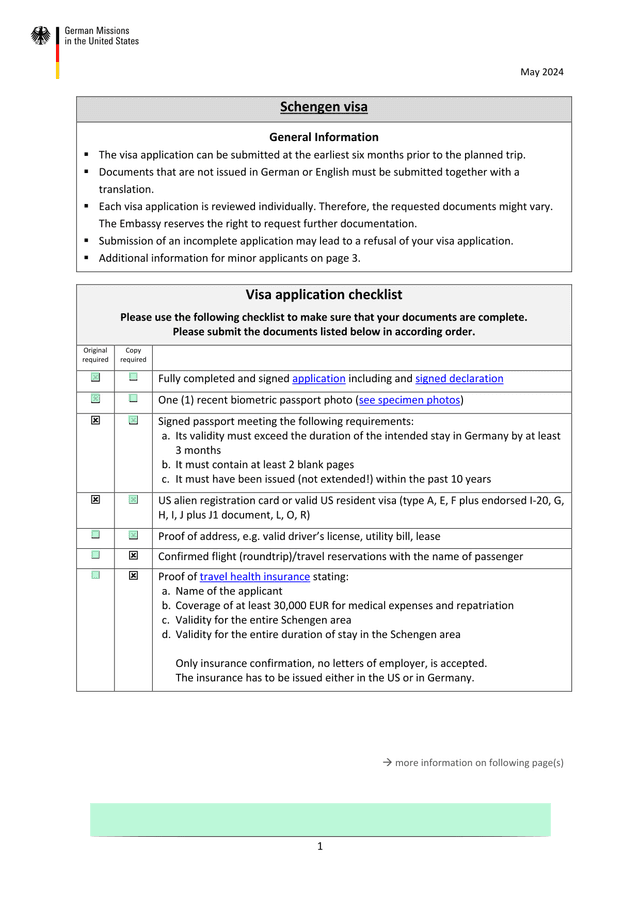 Schengen Visa General Information screenshot