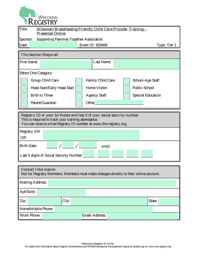 Wisconsin Breastfeeding Friendly Child Care Provider Training screenshot