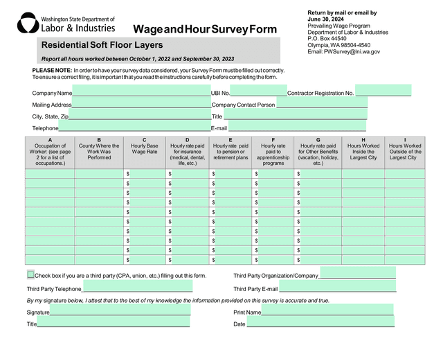 Wage And Hour Survey Form screenshot