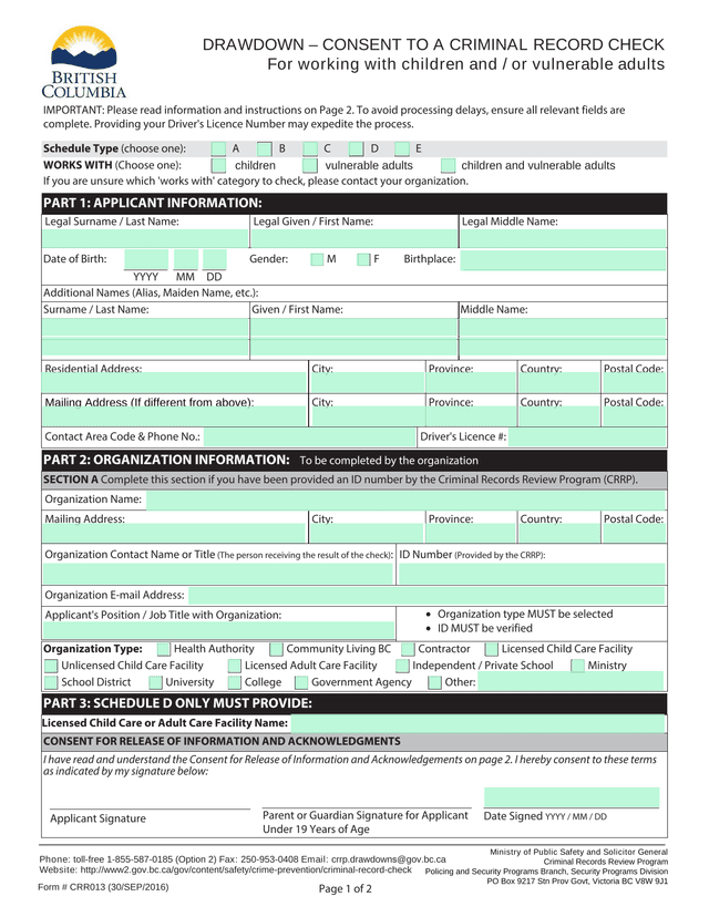 Drawdown  Consent To A Criminal Record Check screenshot