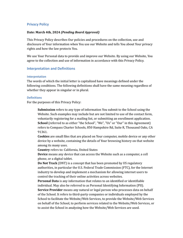 Privacy Policy screenshot