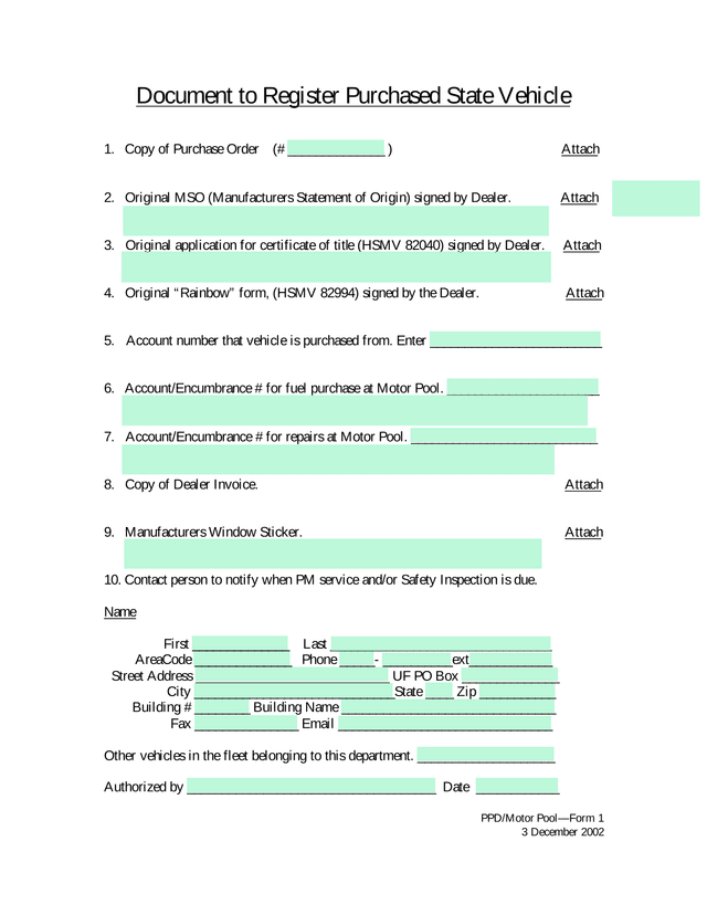Document To Register Purchased State Vehicle screenshot