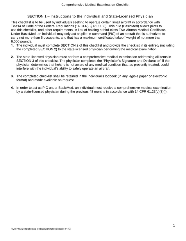 Comprehensive Medical Examination Checklist screenshot