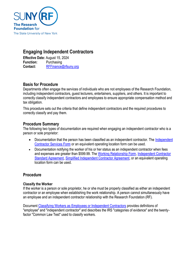 Engaging Independent Contractors screenshot