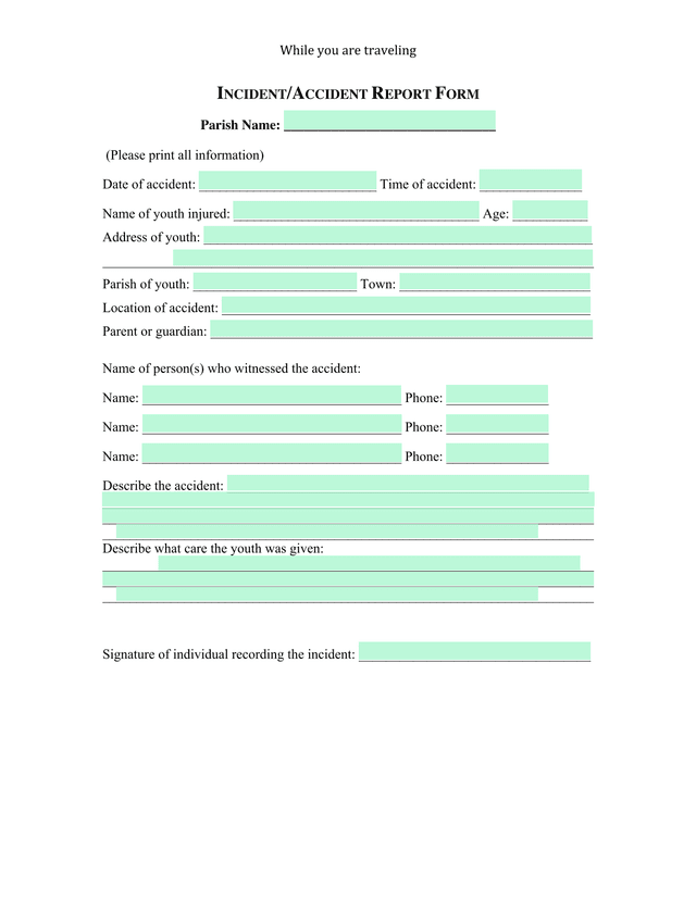 IncidentAccident Report Form screenshot