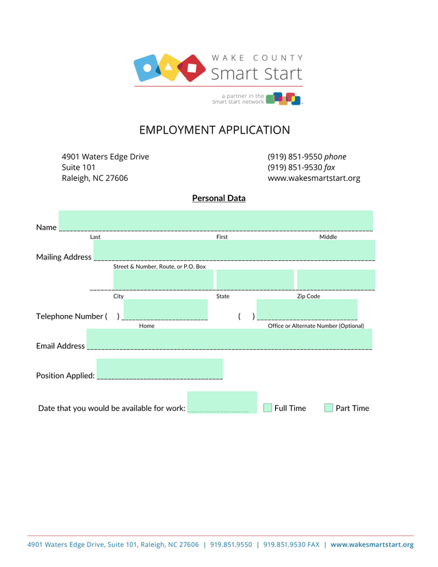 EMPLOYMENT APPLICATION screenshot