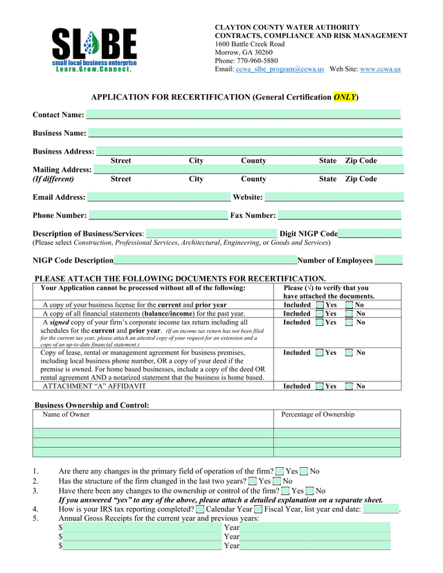 Application For Recertification (General Certification ONLY) screenshot