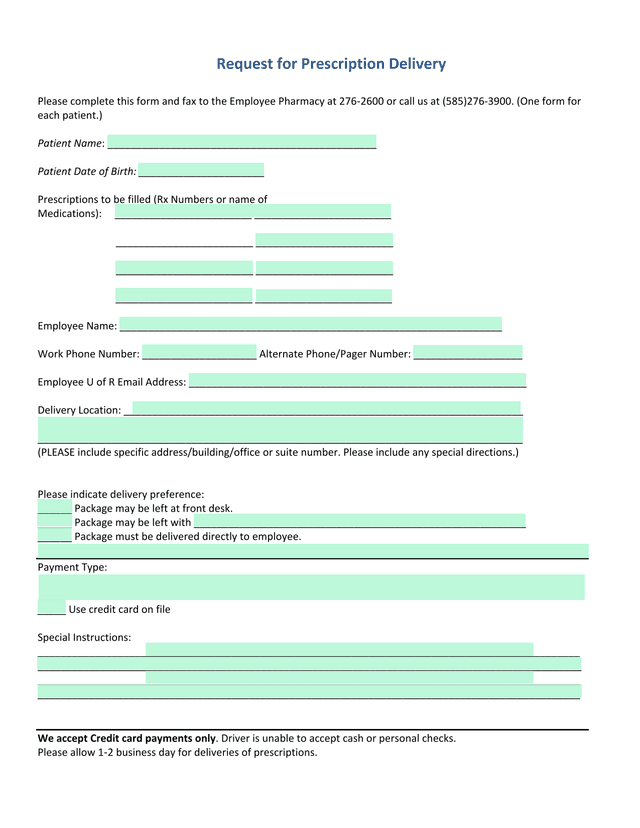Request For Prescription Delivery screenshot